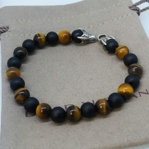 David Yurman Beads Bracelet Black & Tiger's Eye